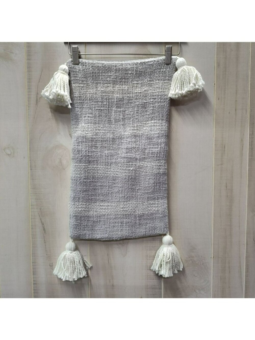 Tassel Stripe Pillow Cover 12x21 Gray & White 100% Cotton By West Elm